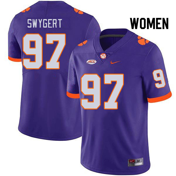 Women's Clemson Tigers Patrick Swygert #97 College Purple NCAA Authentic Football Stitched Jersey 23HO30CS